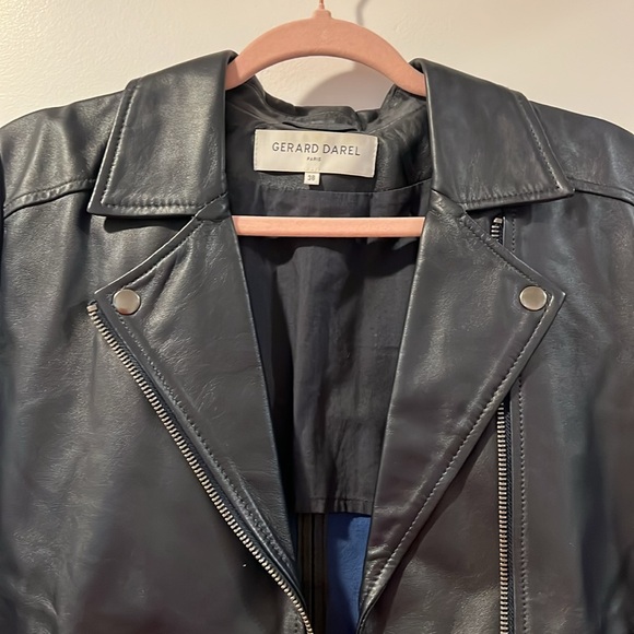 Gerard Darel Ink Blue Leather Jacket FR38 - Picture 3 of 4